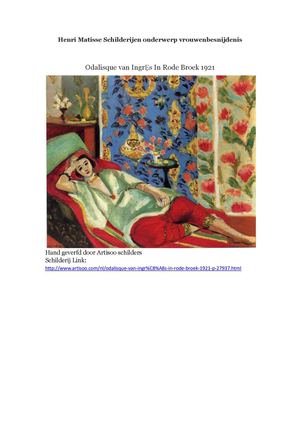 Henri Matisse Schilderijen onderwerp vrouwenbesnijdenis -- Artisoo