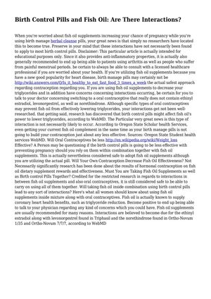 Birth Control Pills and Fish Oil: Are There Interactions?