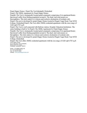Pranit Happy Homes | Pranit The Nest kukatpally Hyderabad