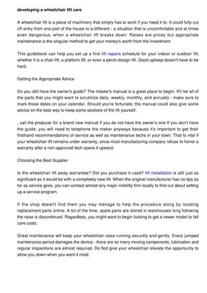 Creating a Wheelchair Lift Maintenance Schedule