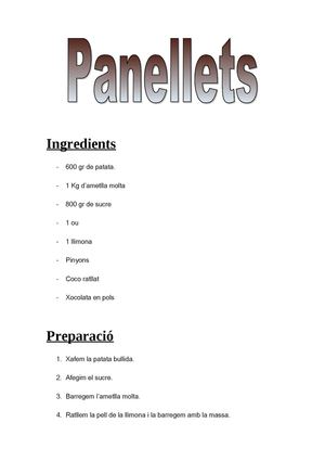 recepta panellets