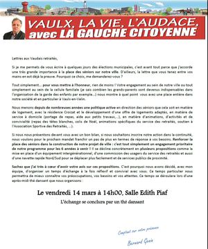 Lettre aux Vaudais retraités
