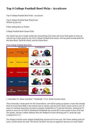 Top 4 College Football Bowl Picks - AccuScore