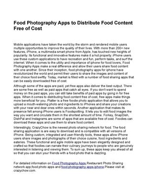 Food Photography Apps to distribute food content free of cost