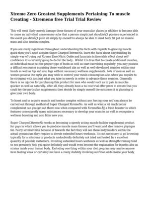 Xtreme Zero Greatest Supplements Pertaining To muscle Creating - Xtremeno free Trial Trial  Review