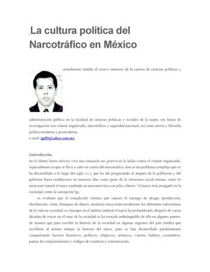 La cultura política del Narcotráfico en México