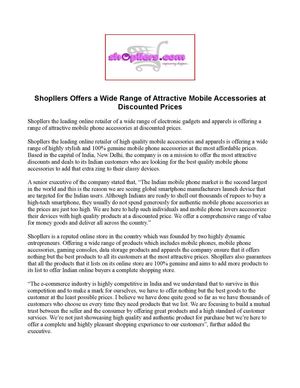 Shopllers Offers a Wide Range of Attractive Mobile Accessories at Discounted Prices