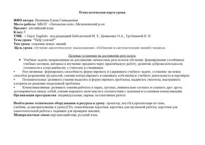 Технологическая карта урока по английскому языку в 3 классе по теме"Help yourself"