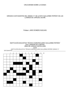 crucigrama sobre la odisea