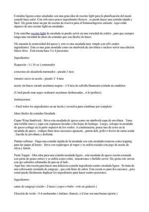 Menús de recetas light