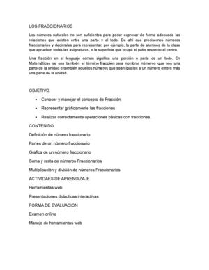LOS NÚMEROS FRACCIONARIOS