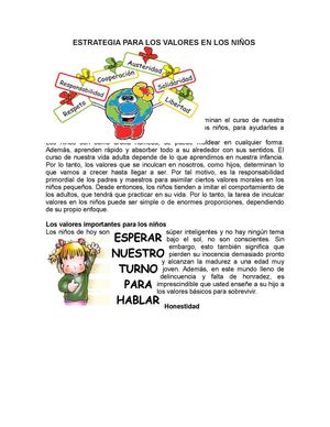Los Valores en los niños 