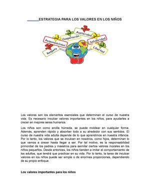 Los Valores en los niños 