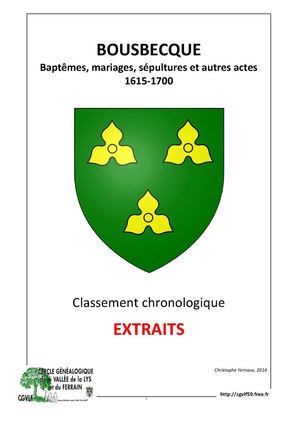 Bousbecque BMS et autres actes (extraits)