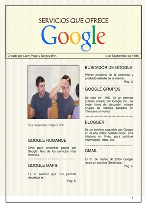 SERVICIOS QUE OFRECE GOOGLE