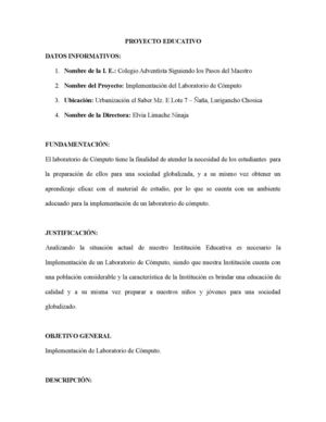 PROYECTO EDUCATIVO - IMPLEMENTACION DEL LABORATORIO DE CÓMPUTO