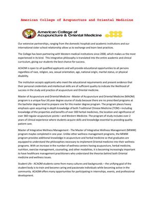 American College of Acupuncture Oriental Medicine