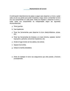 mantenimiento de la torre