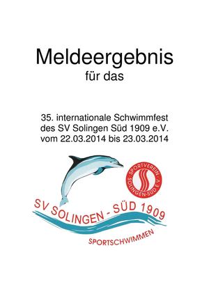 Meldeergebnis des 35. Internationale Schwimmfest - SV Solingen-Süd