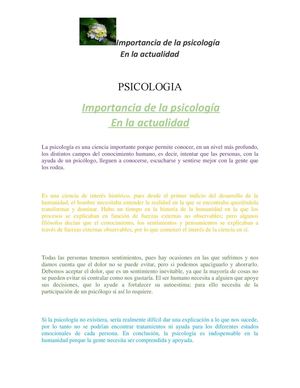 IMPORTANCIA DE LA PSICOLOGIA