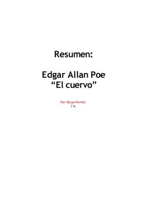 Resumen de "El cuervo".