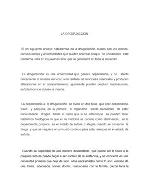 ENSAYO DE LA DROGADICCION