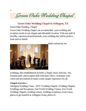 Green Oaks Wedding Chapel in Arlington, TX