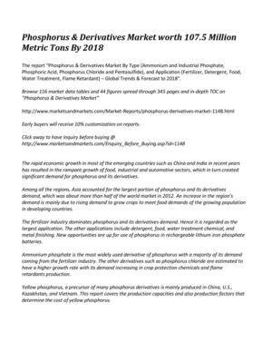 Phosphorus & Derivatives Market worth 107.5 Million Metric Tons By 2018