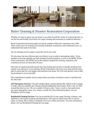 Bixler Cleaning & Disaster Restoration Corporation