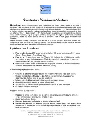 Tartelette de Laeken - recette