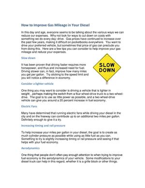 How to Improve Gas Mileage in Your Diesel