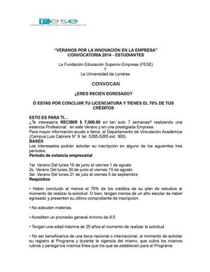 La Fundación Educación Superior-Empresa (FESE) Y  La Universidad de Londres 