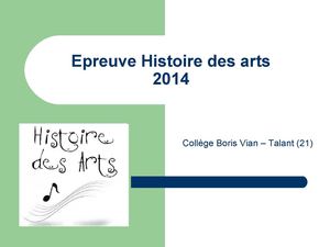 Histoire des arts - Oral 3ème - Diaporama