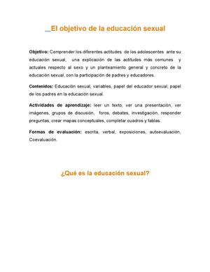 El objetivo de la educación sexual