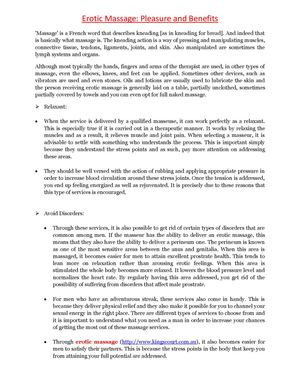 Erotic Massage - Pleasure and Benefits