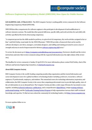 Software Engineering Competency Model (SWECOM) Now Open for Public Review