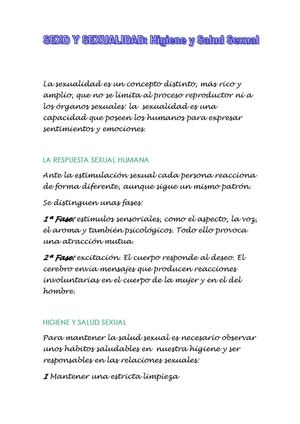 SEXO Y SEXUALIDAD: HIGIENE Y SALUD