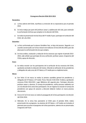 Cronograma Elección Centro de Alumnos