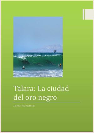 TALARA: COMO DESTINO TURISTICO