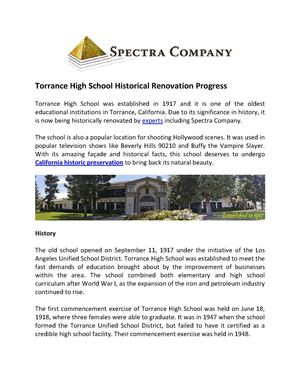 Torrance High School Historical Renovation Progress