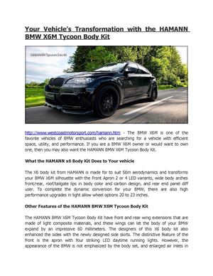 Your Vehicle’s Transformation with the HAMANN BMW X6M Tycoon Body Kit