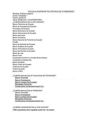 Bancos y cooperativas