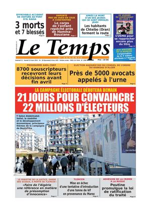 Le Temps d'Algérie Edition du Samedi 22 Mars 2014