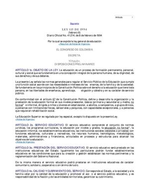 LEY GENERAL DE EDUCACIÓN 115 DE 1994