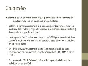 CALAMEO Y SLIDESHARE CARACTERISTICAS