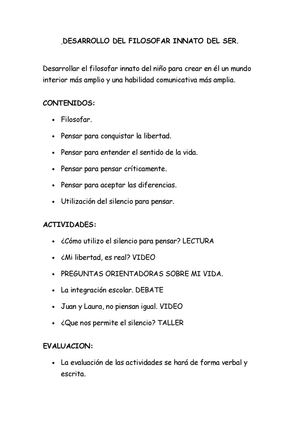 EL FILOSOFAR INNATO DEL SER 