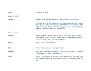 Guión Síndrome de Down.