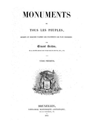 Monuments de tous les peuples ERNEST BRETON  1843