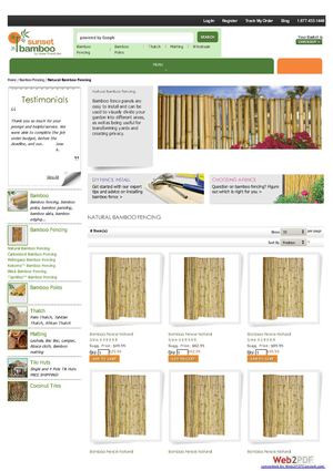 Bamboo Fencing Natural - Sunset Bamboo