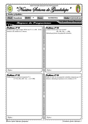 REPASO DE PROGRESIONES - 4º